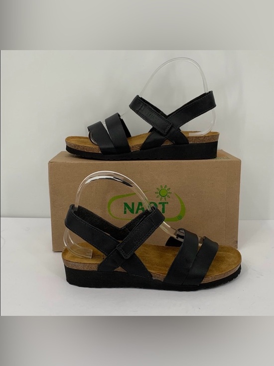 Naot Shoes - NAOT Kayla comfort wedge sandal shoe black matte strappy leather women new 41 10